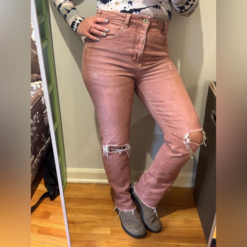 The Vintage Shop Pink Denim with Gold Stitching
